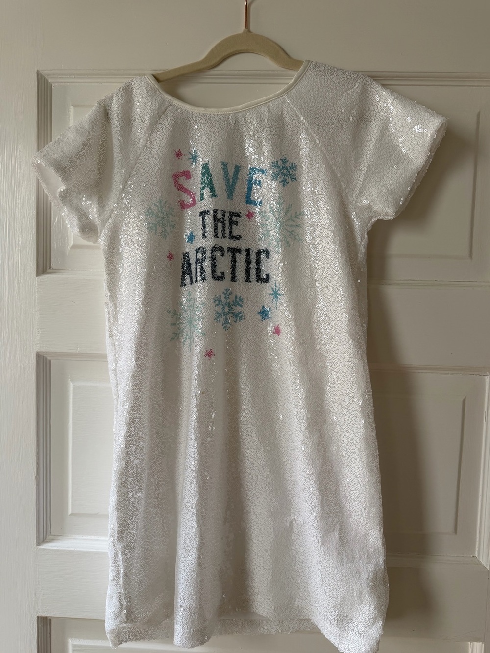 NWT - Peek White Sequin "Save the Arctic" Kids Dress